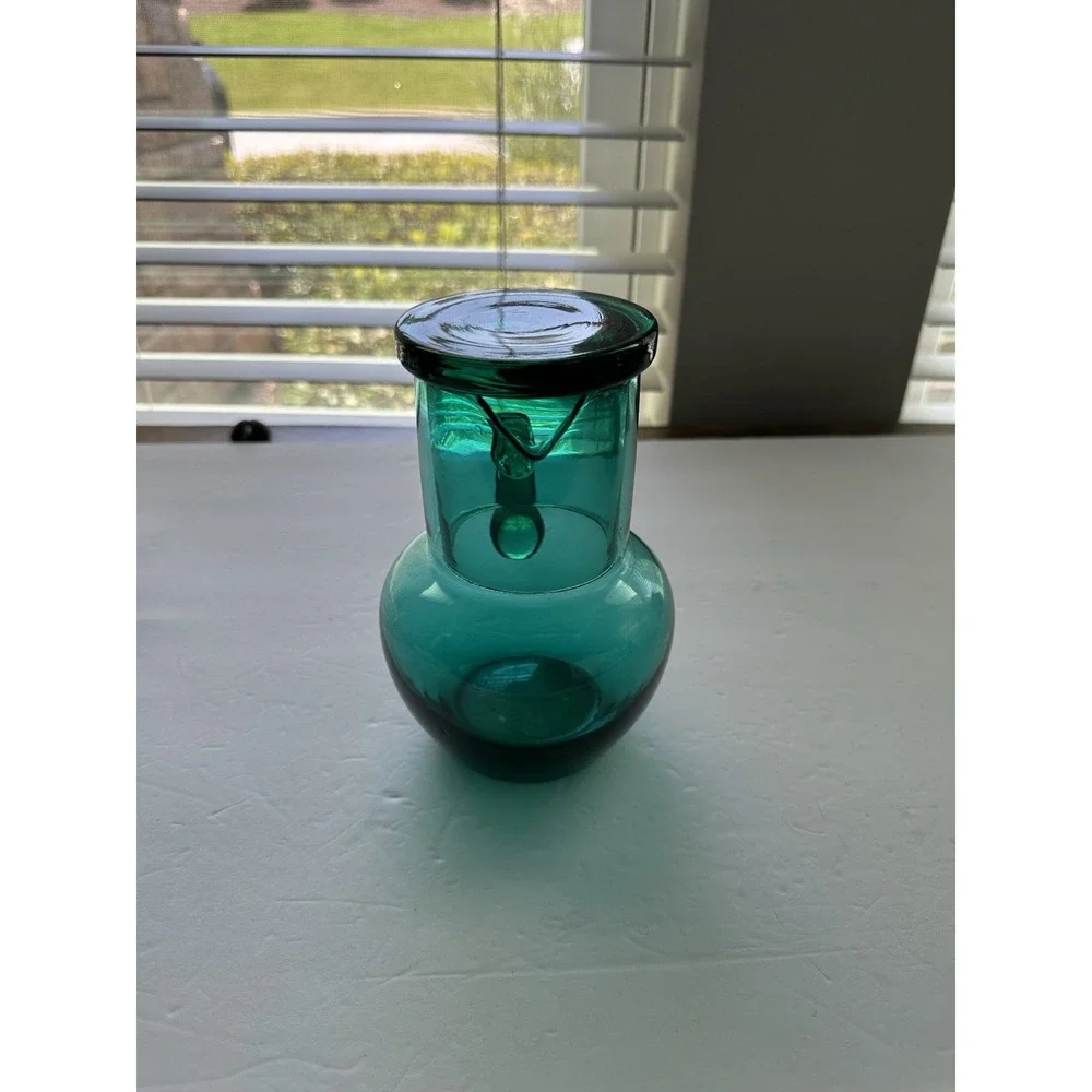 Vintage Teal Green Glass Bedside 